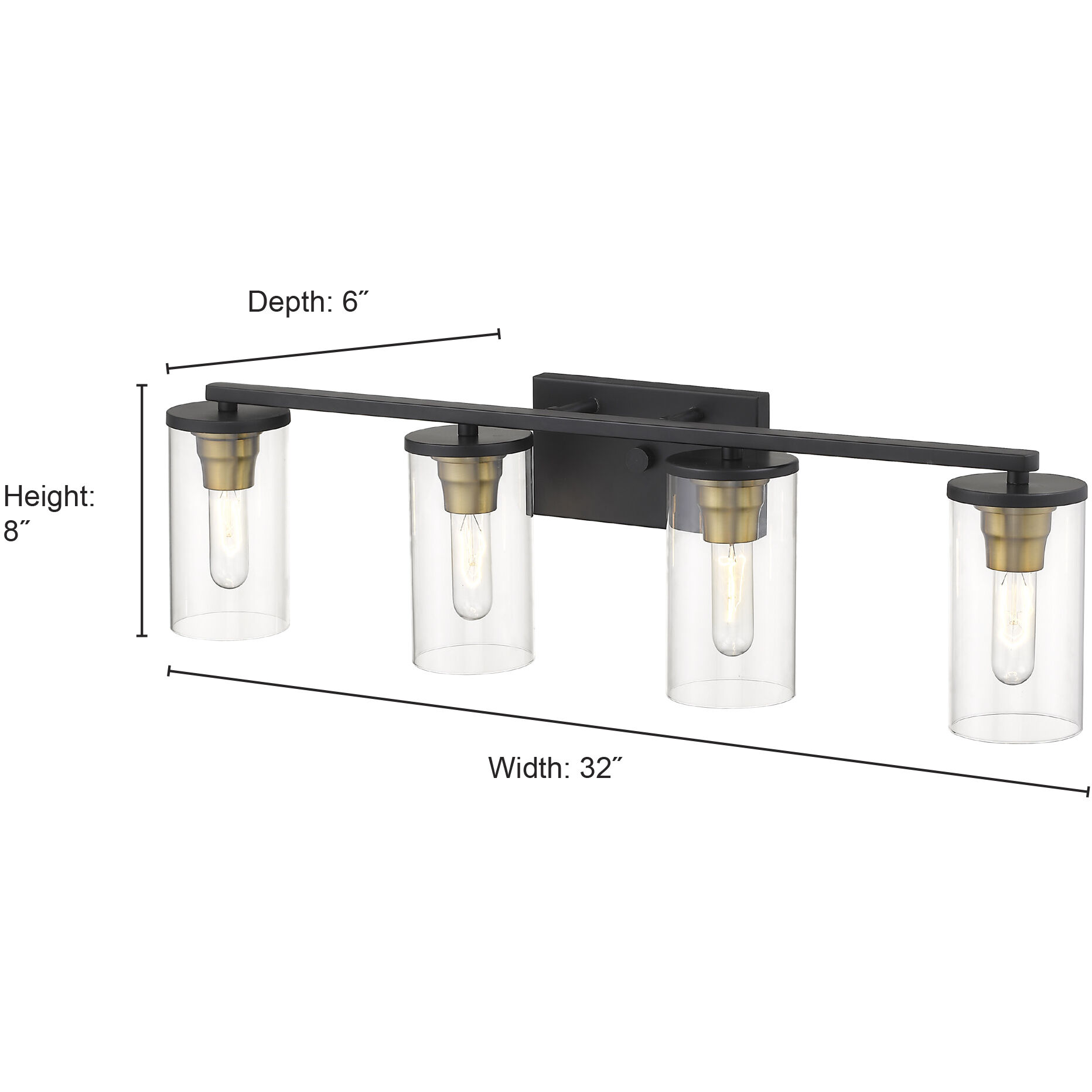 Pasadena 4 Light 31.75 inch Matte Black/Heirloom Bronze Bathroom Vanity Light Wall Light